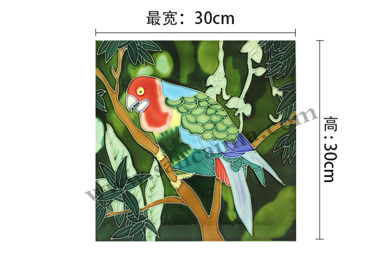 鸚鵡三彩瓷板畫 鸚鵡三彩瓷板畫