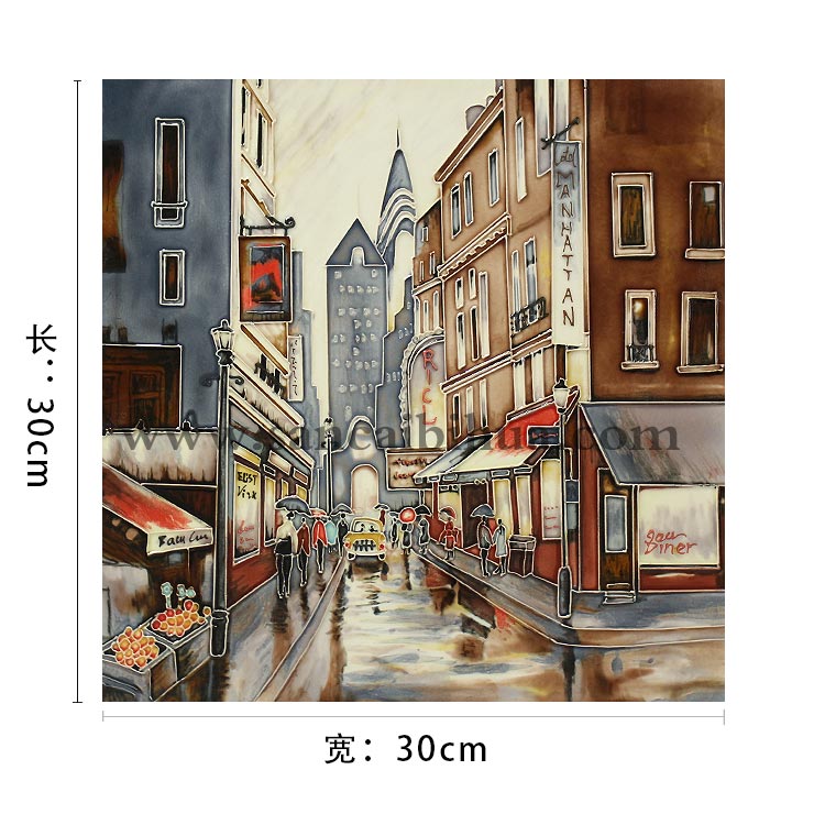 歐式街景瓷板畫擺件 歐式街景瓷板畫擺件