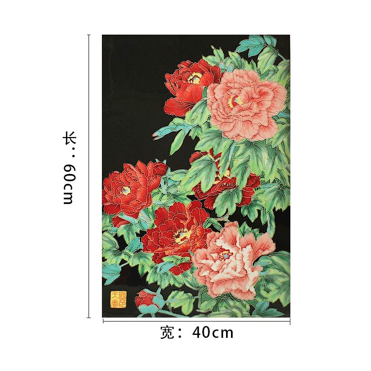 三彩牡丹瓷版畫 三彩牡丹瓷版畫