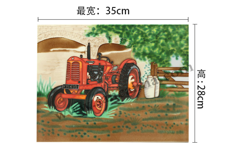 三彩瓷板畫農場機械系列 三彩瓷板畫農場機械系列