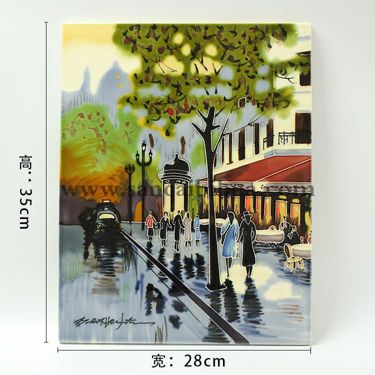 山水風景三彩瓷板畫 山水風景三彩瓷板畫