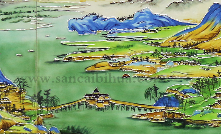 千里江山圖瓷板畫 千里江山圖瓷板畫
